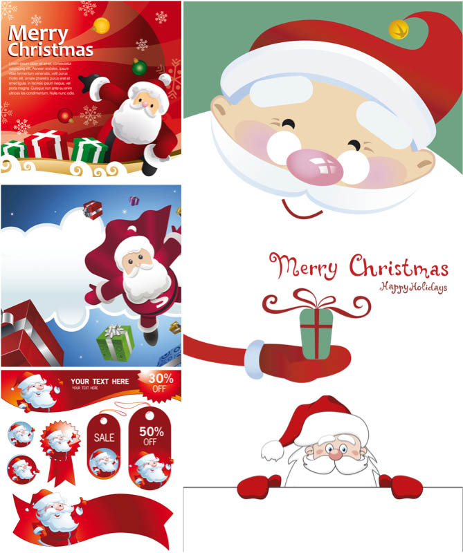 669x800 Cartoon Santa Claus Cards Vector Free Stock Vector Art