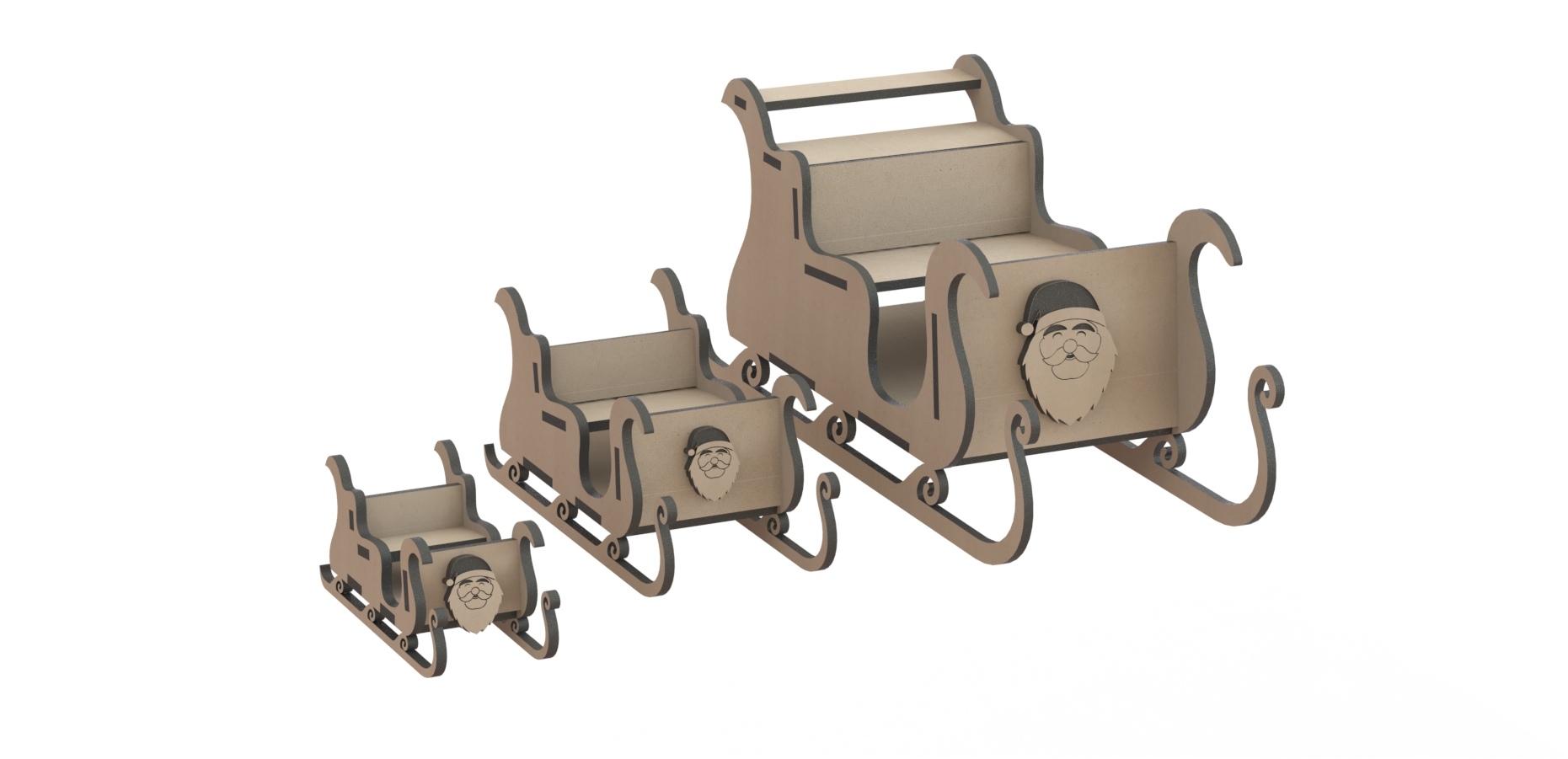 1861x901 Christmas Santa Sleigh Laser Cut Pattern Free Vector Cdr Free