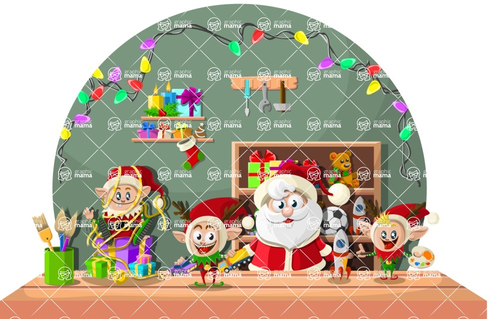 988x640 In Santa's Workshop Vector Illustration Graphicmama