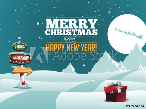 500x374 North Pole Santa's Workshop Sign Greeting Card Design