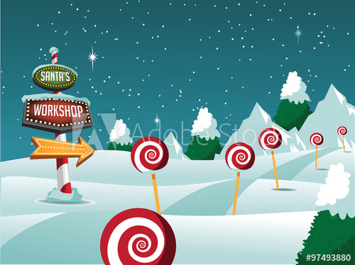 500x374 Santa's Workshop Christmas Scene Vector Illustration