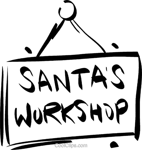 455x480 Santa's Workshop Sign Royalty Free Vector Clip Art Illustration