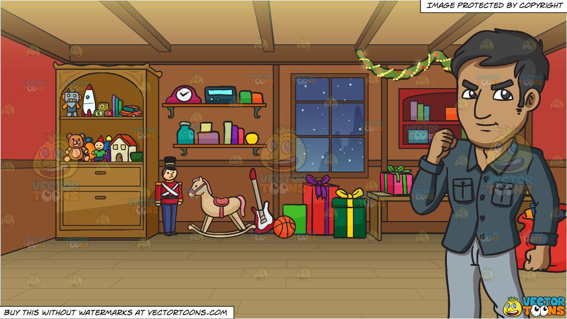 1152x648 A Tough Looking Indian Man And Santas Workshop Background