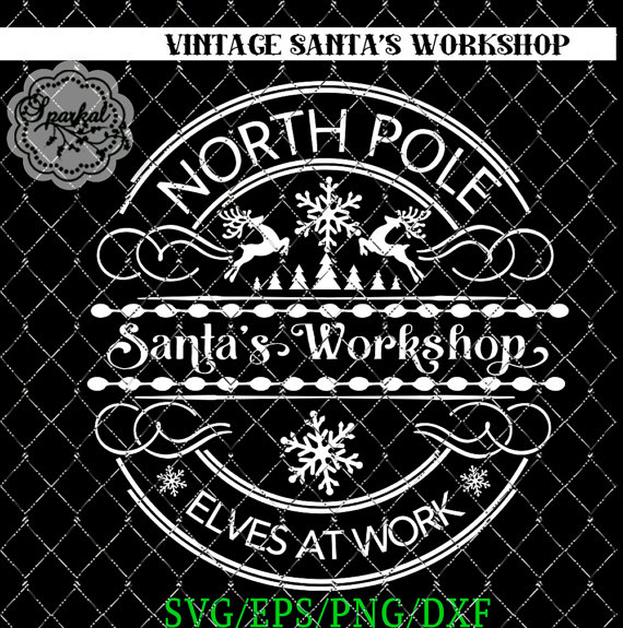 570x575 Vintage Rustic Santa's Workshop Logo File, Vector