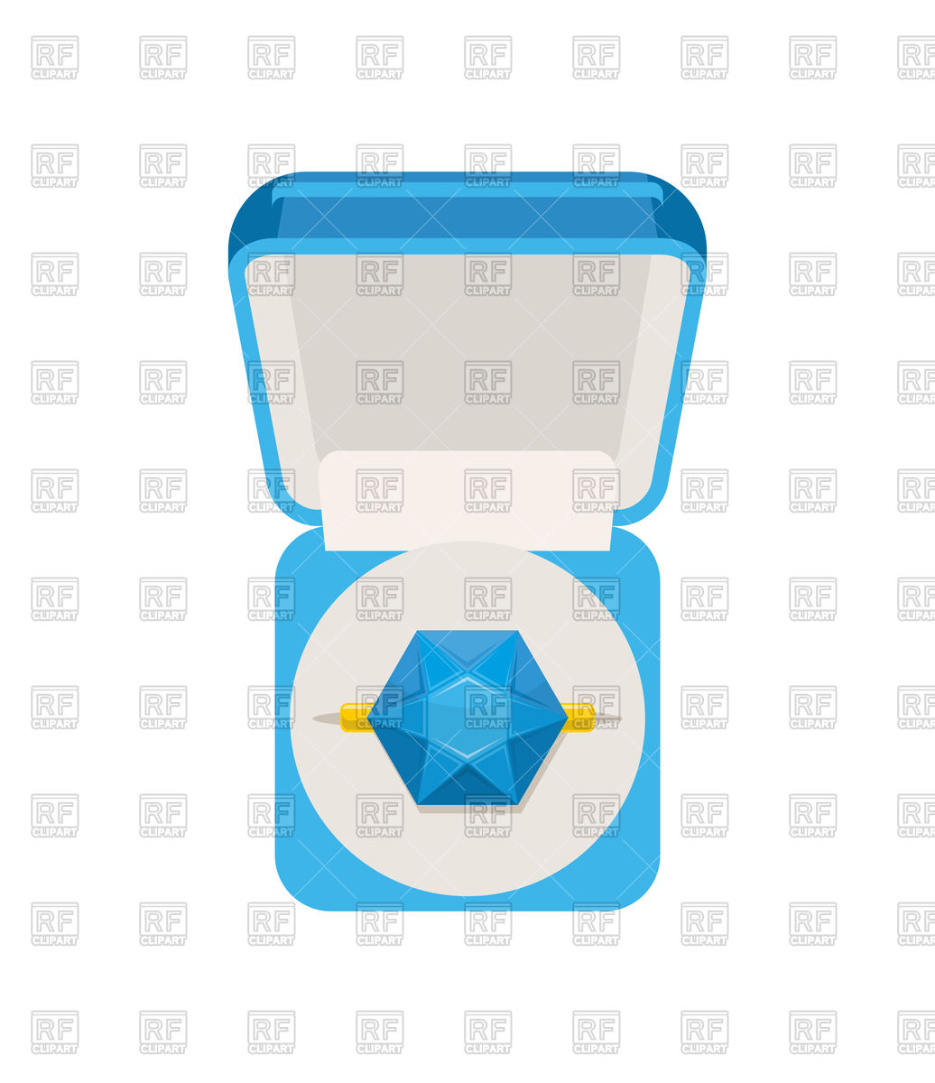 1036x1200 Ring With Sapphire In Box Top View Vector Image Of Objects