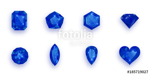 500x250 Set Of Blue Gemstones Vector Illustration Of Sapphires Stock