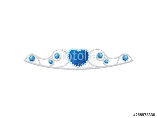500x375 Thin Silver Tiara With A Sapphire In The Shape Of A Heart Vector