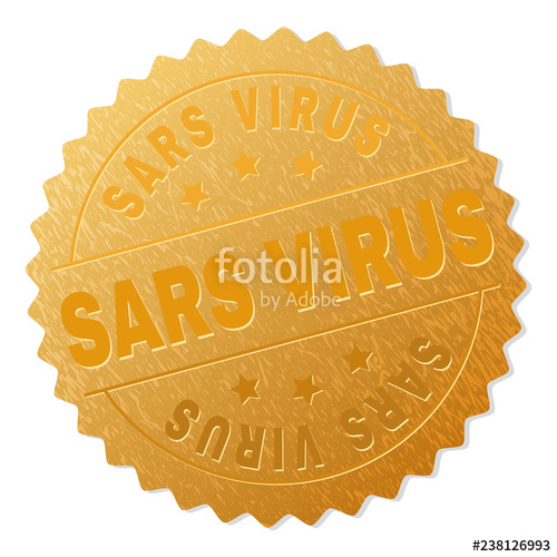 500x500 Sars Virus Gold Stamp Award Vector Golden Award With Sars Virus
