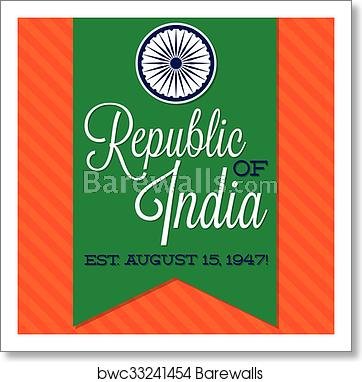 362x382 Sash Indian Independence Day Card In Vector Format, Art Print