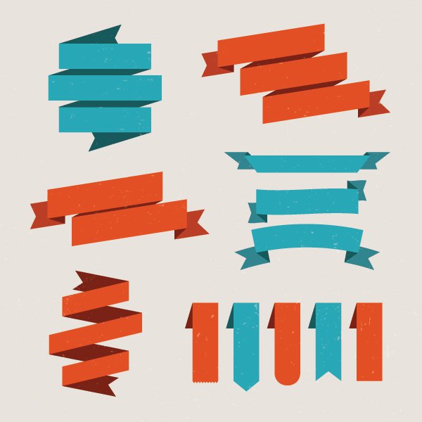 600x600 Set Of Vector Ribbons Free Vector