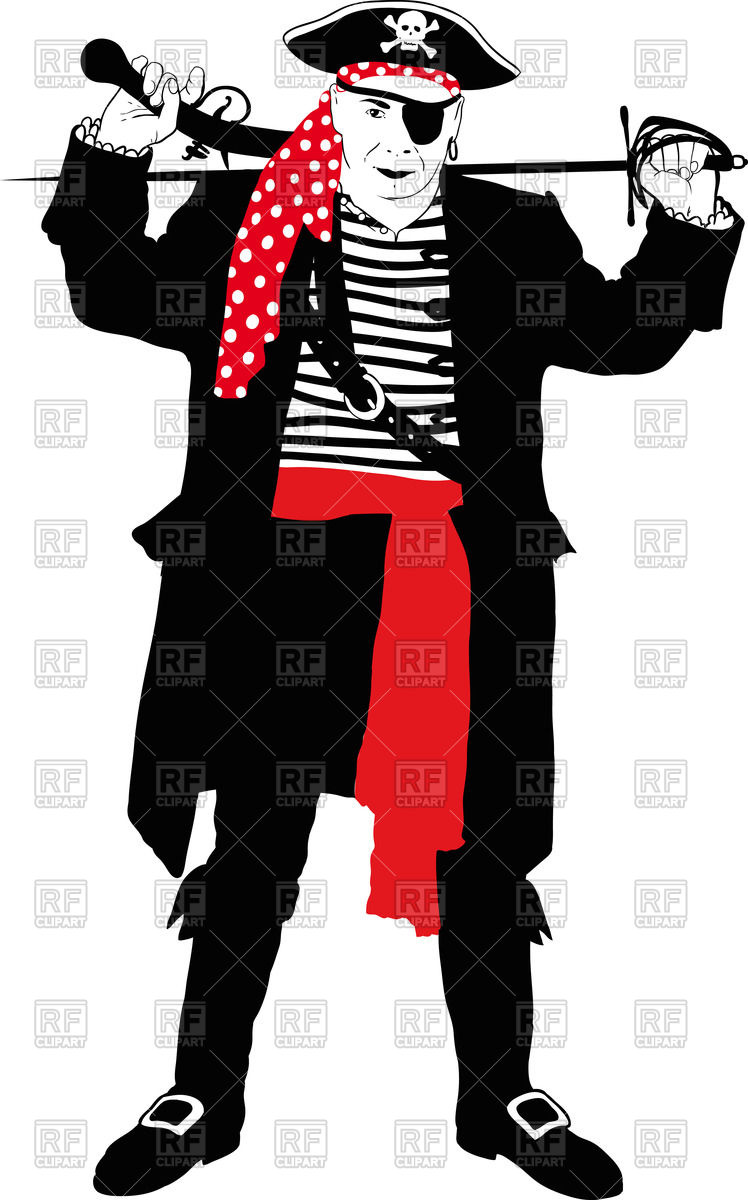 748x1200 Silhouette Of Pirate Captain With Arms In Black Dress With Red