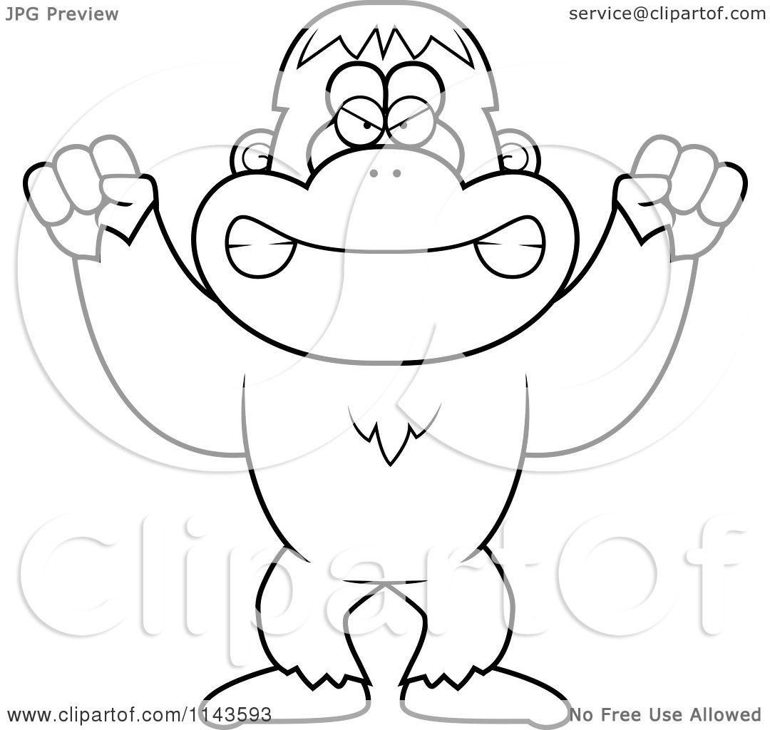 1080x1024 Cartoon Clipart Of A Black And White Mad Bigfoot Sasquatch