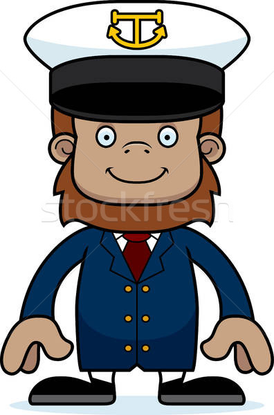 396x600 Cartoon Smiling Boat Captain Sasquatch Vector Illustration Cory