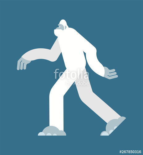 462x500 Yeti White Bigfoot Isolated Abominable Snowman Sasquatch Vector