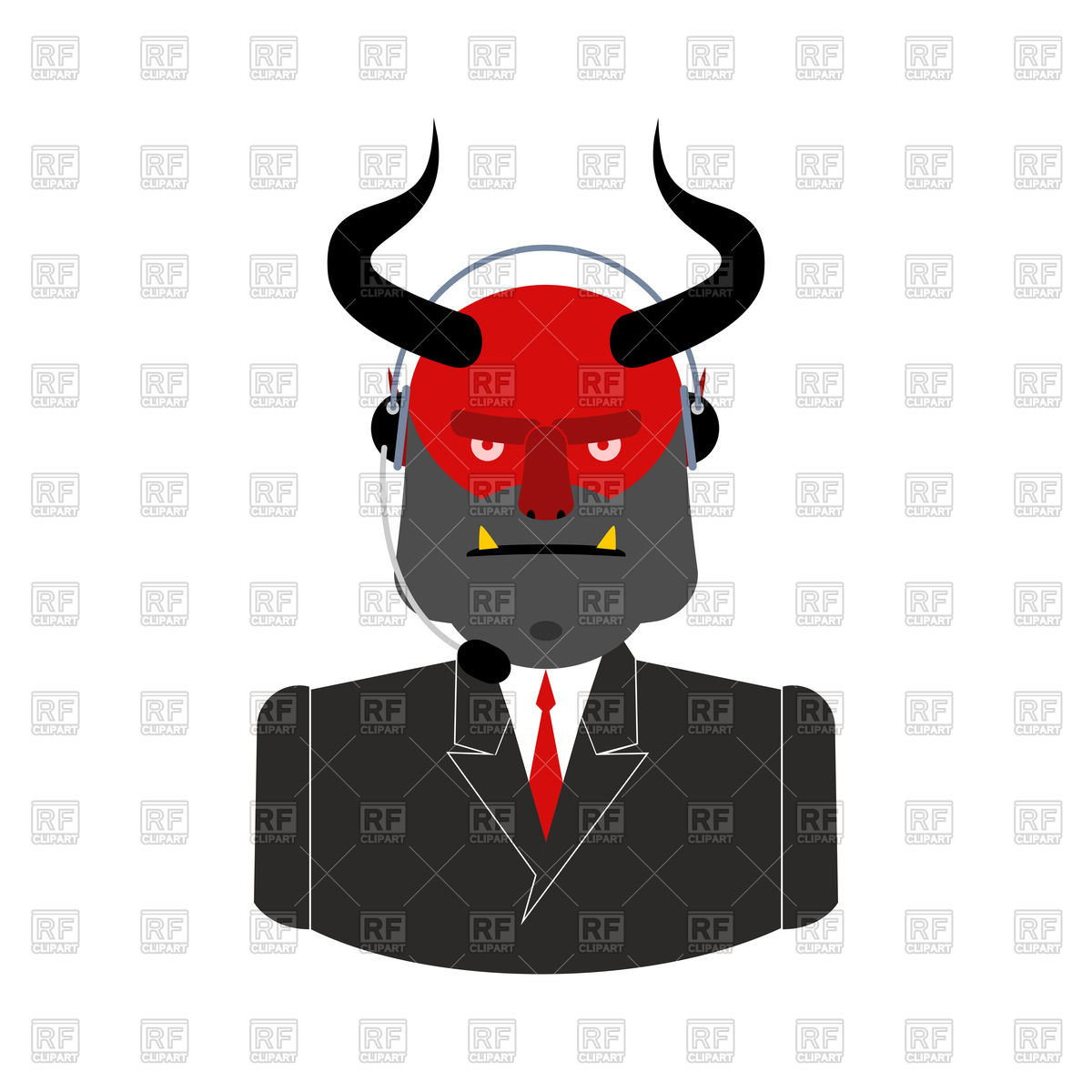 1200x1200 Hell Call Center Satan With Headset Vector Image Of Conceptual