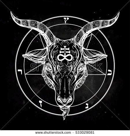 450x470 Pentagram With Demon Baphomet Satanic Goat Head Binary Satanic