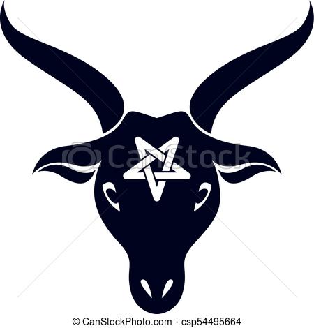 450x470 Vector Graphic Emblem Of Horned Goat Head Made With A Pentacle