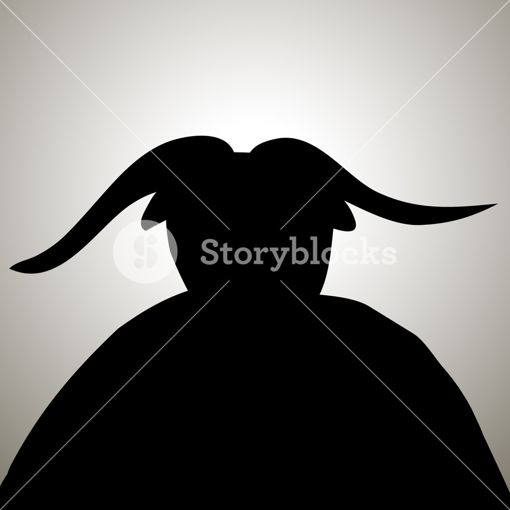 1000x1000 Black Devil Demon Silhouette With Horns Vector Demon Satan, Devil