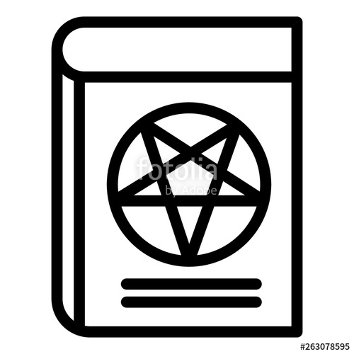 500x500 Book With Pentagram Line Icon Satan Book Web Vector Illustration