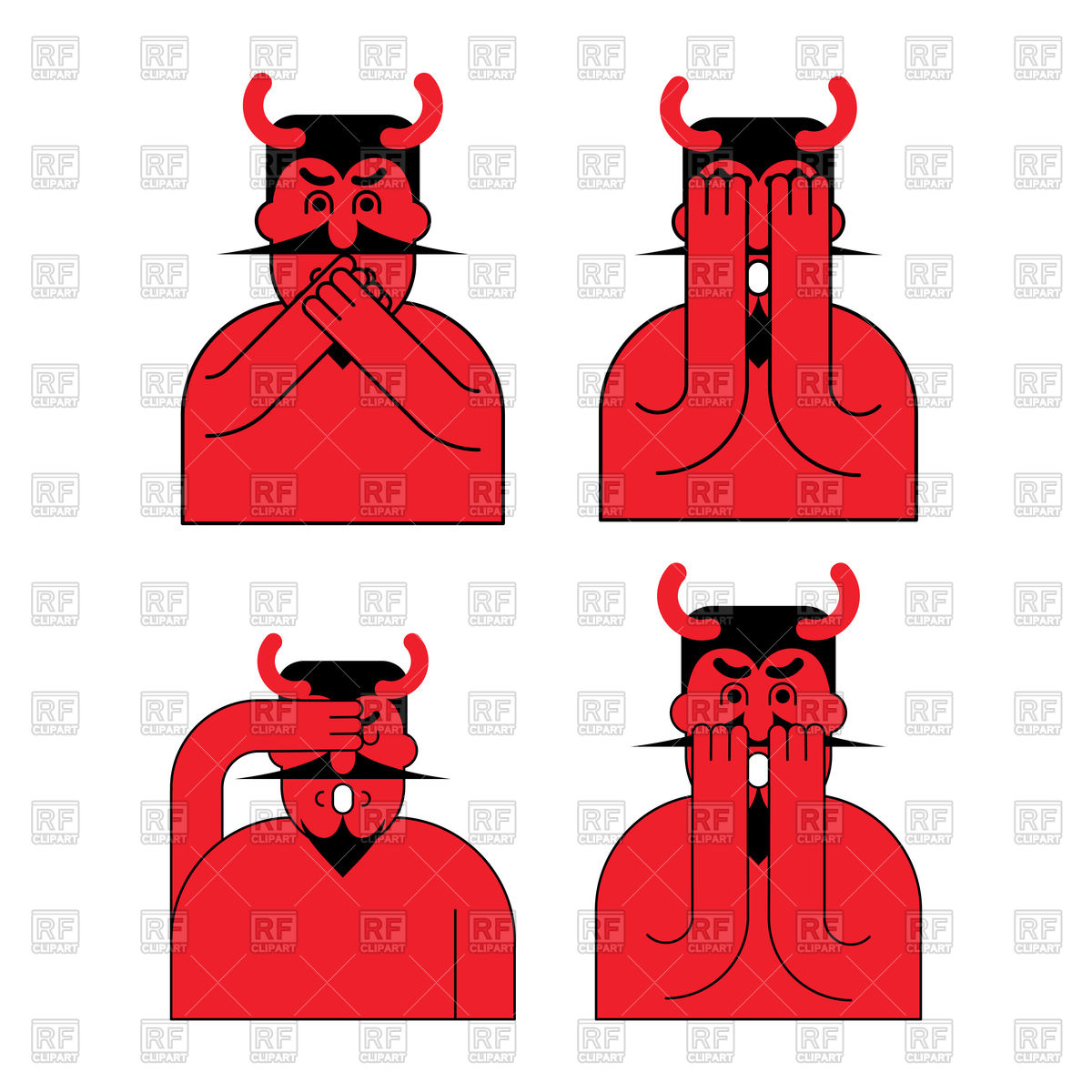 1200x1200 Devil Emotion Set Oh My God Satan Vector Image Of Icons
