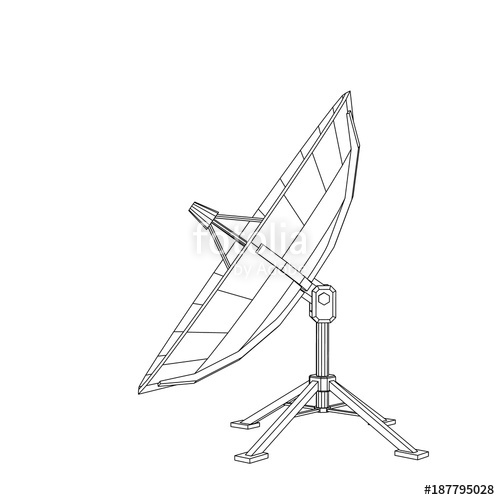 500x500 Satellite Dish Antenna Isolated On White Background Vector