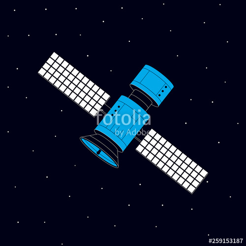 500x500 Satellite In Open Space Communication Satellite Vector