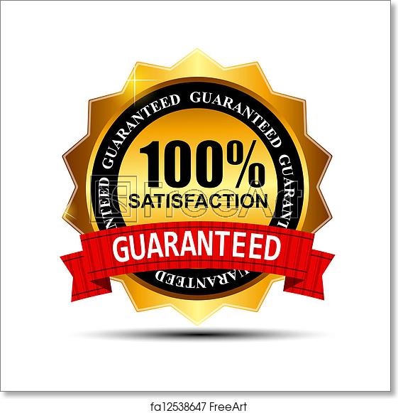 561x581 Free Art Print Of Satisfaction Guaranteed Gold Label With Red