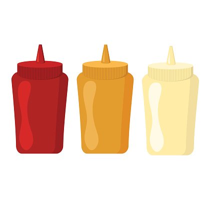 416x416 Ketchup Mustard And Mayonnaise Bottles With Spicy Delicious Sauce