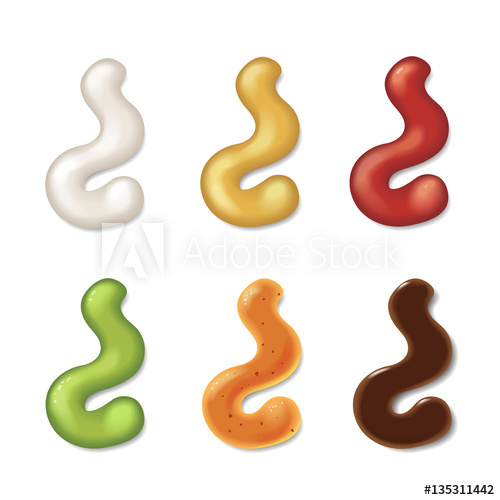 500x500 Realistic Set Icons Color Strips Of Different Sauce Vector