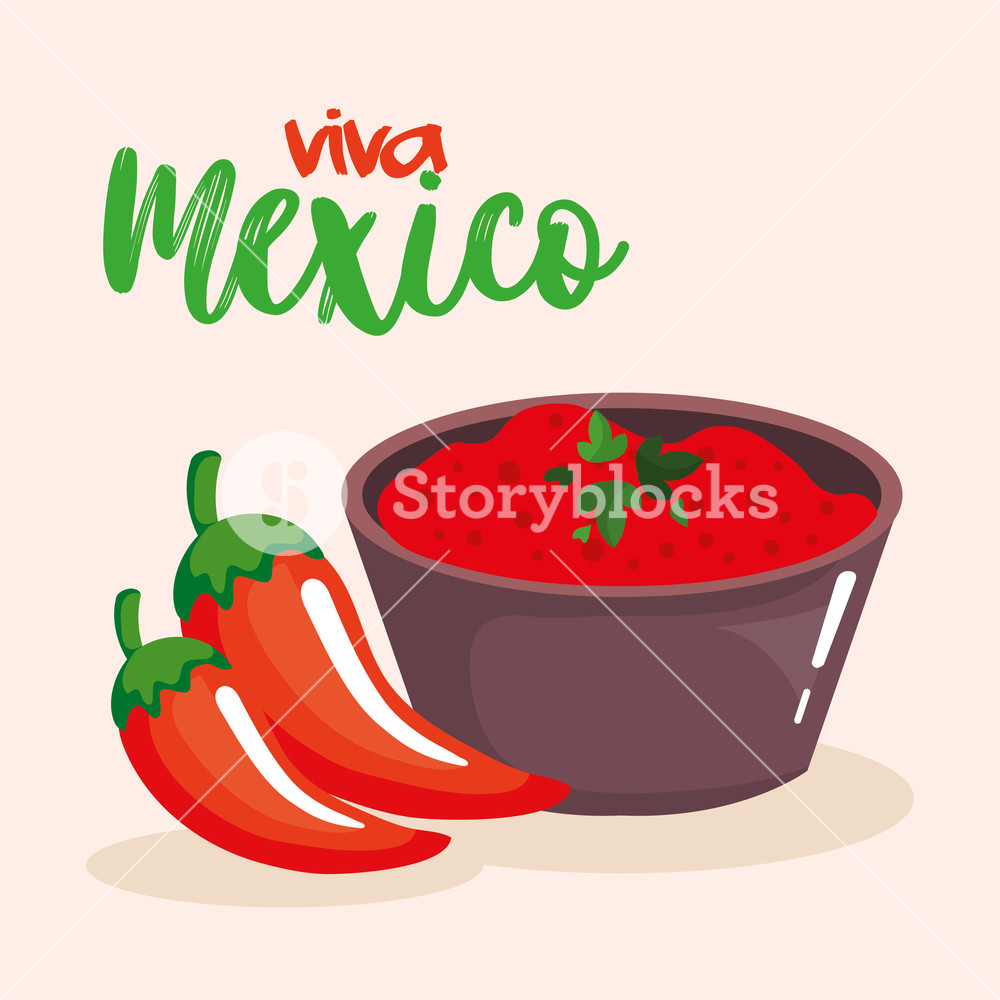 1000x1000 Mexican Chili Pepper Sauce Vector Illustration Design Royalty Free