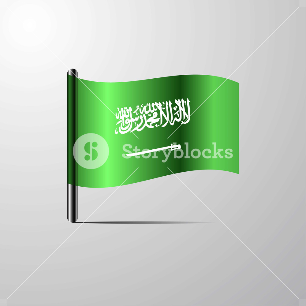 1000x1000 Saudi Arabia Waving Shiny Flag Design Vector Royalty Free Stock