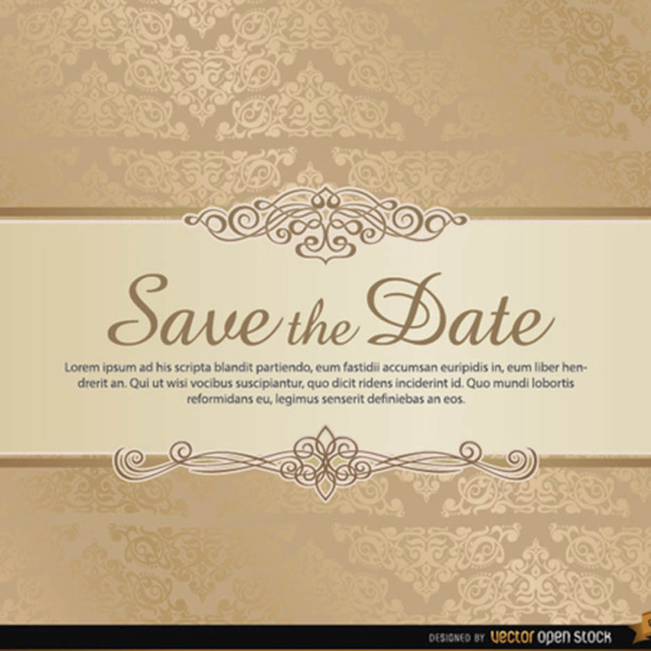 936x936 Damask Save The Date Vector Template Freevectors
