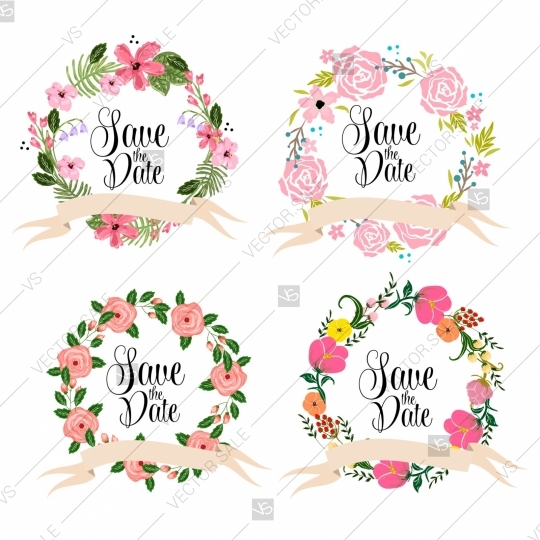 540x540 Save The Date Card Floral Wedding Invitation Wreath