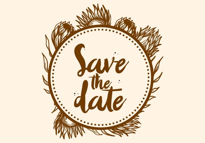 700x490 Free Hand Drawn Protea Flower Save The Date Vector