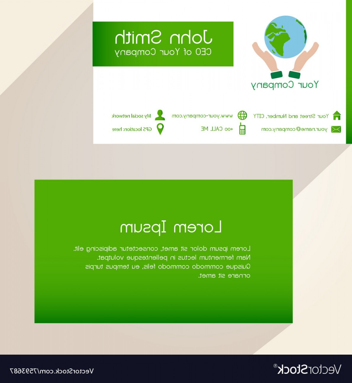 1190x1296 Simple Save The Planet Green Business Card Design Vector Cqrecords