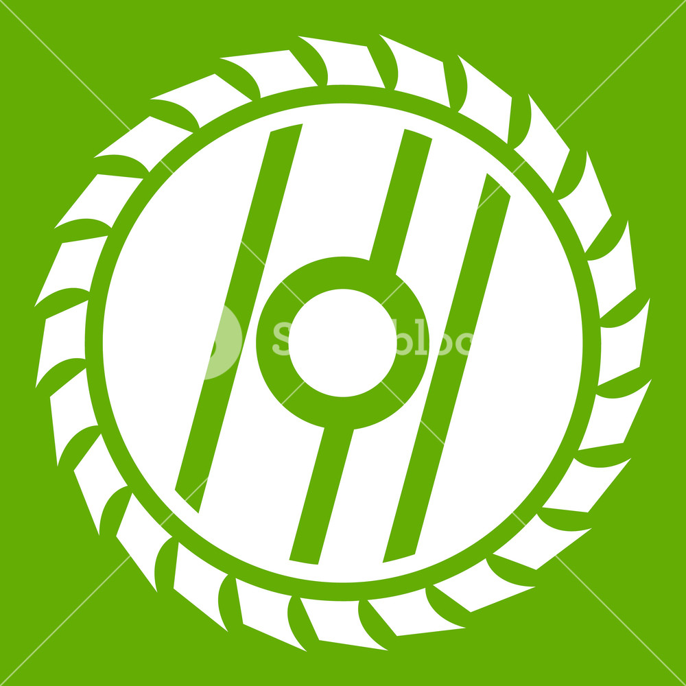 1000x1000 Circular Saw Blade Icon White Isolated On Green Background Vector