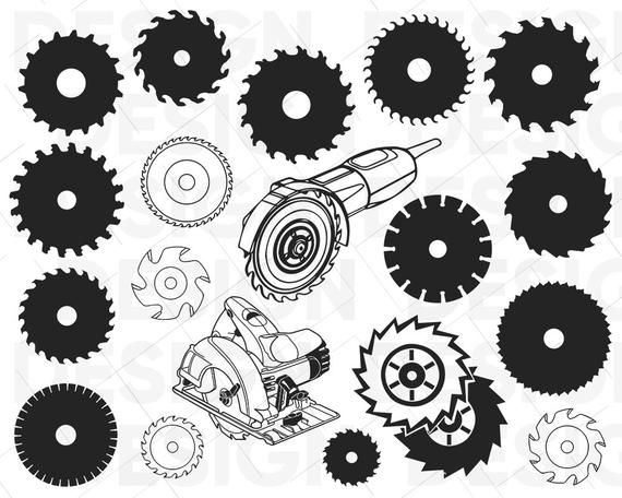 570x456 Saw Blade Circular Saw Blade Silhouettes Bundle Saw Etsy