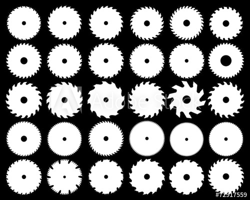 500x400 White Silhouettes Of Different Circular Saw Blades, Vector