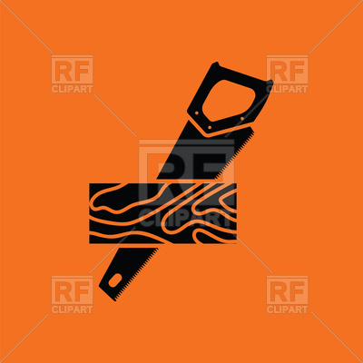 400x400 Handsaw Cutting A Plank Icon On Orange Background