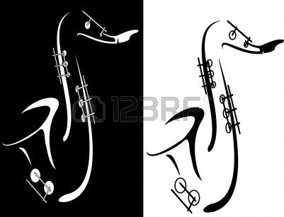 401x307 Stock Photo Jazz In Outline Art, Saxophone, Art
