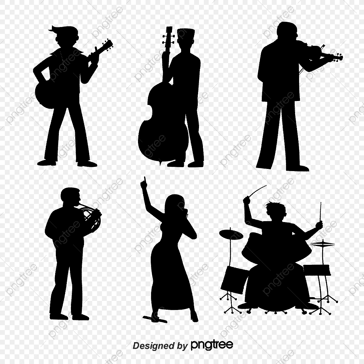1200x1200 Musicians Silhouette Vector Material Download, Conductor, Violin