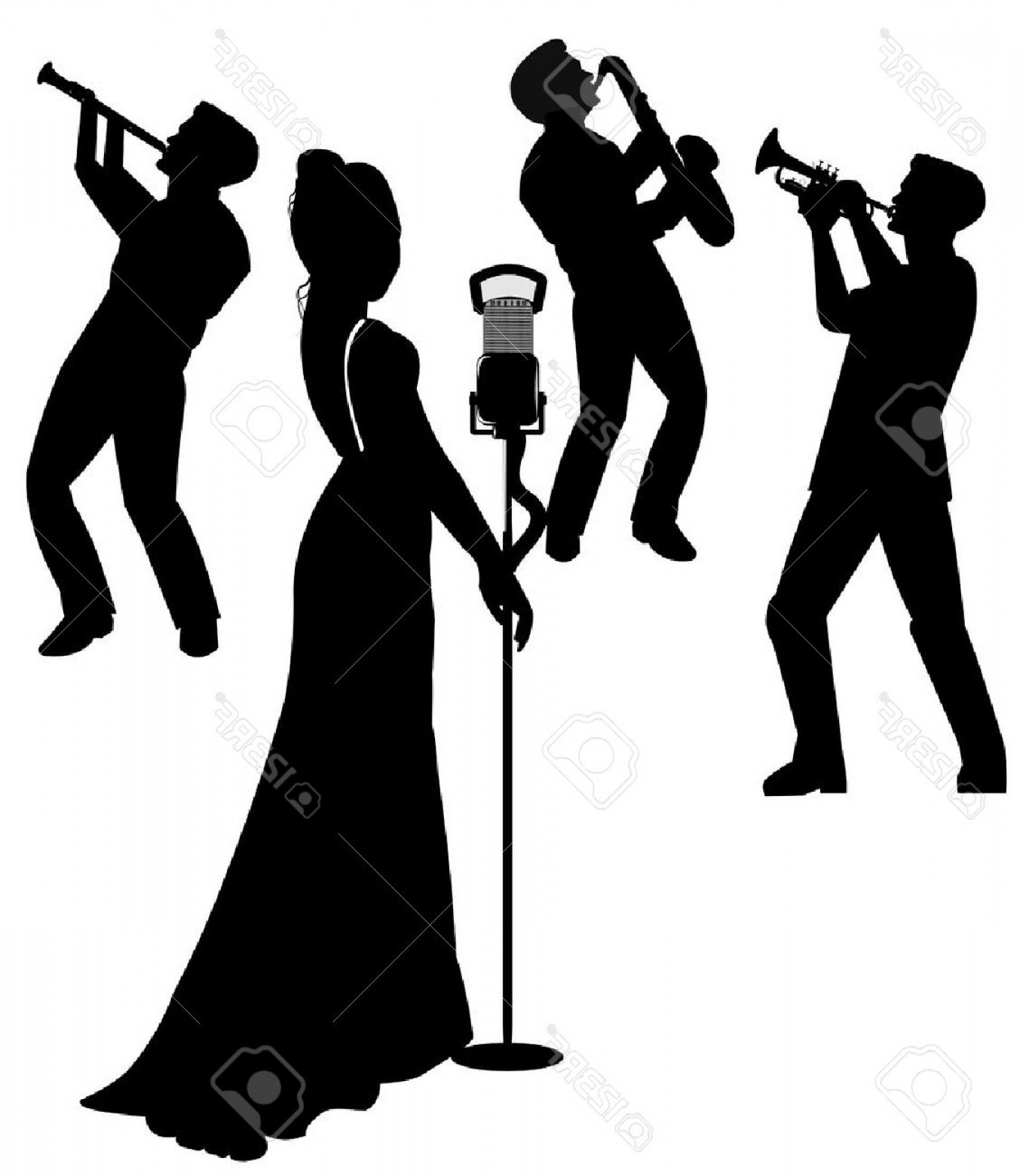 1353x1560 Photostock Vector Jazz Singer In Silhouette Savoyuptown