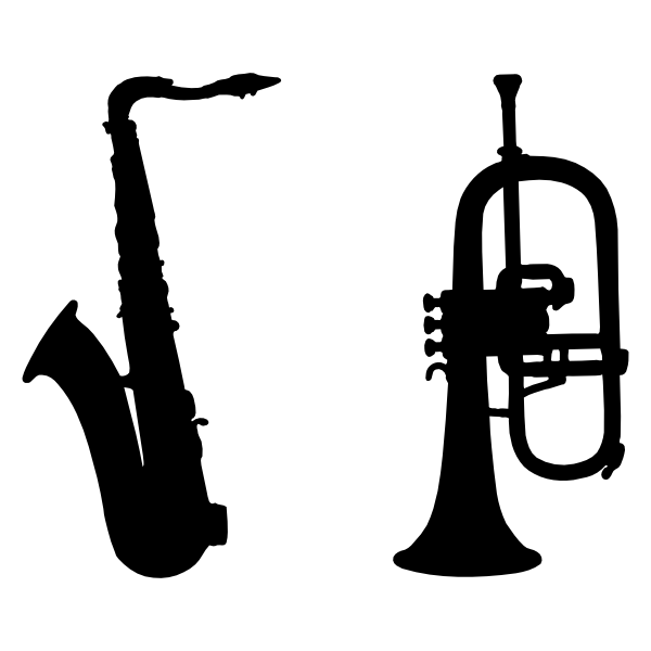 600x600 Saxophone And Trumpet Silhouette Band Silhouette