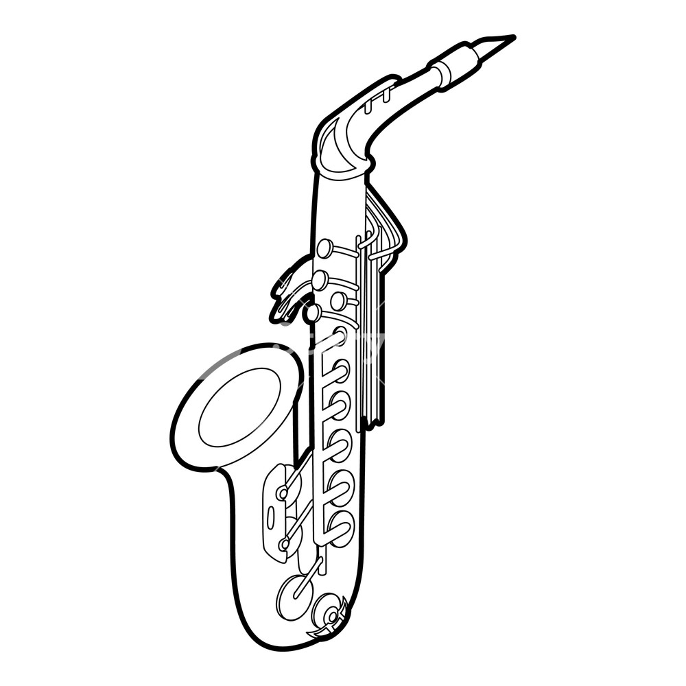 1000x1000 Saxophone Icon Outline Isometric Illustration Of Saxophone Vector