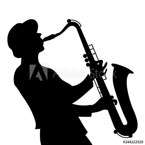500x500 Saxophone Player Silhouette On White Background