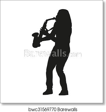 362x382 Saxophone Player Vector Silhouette, Art Print Barewalls Posters