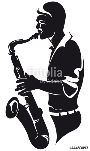 300x500 Saxophonist, Silhouette Stock Image And Royalty Free Vector