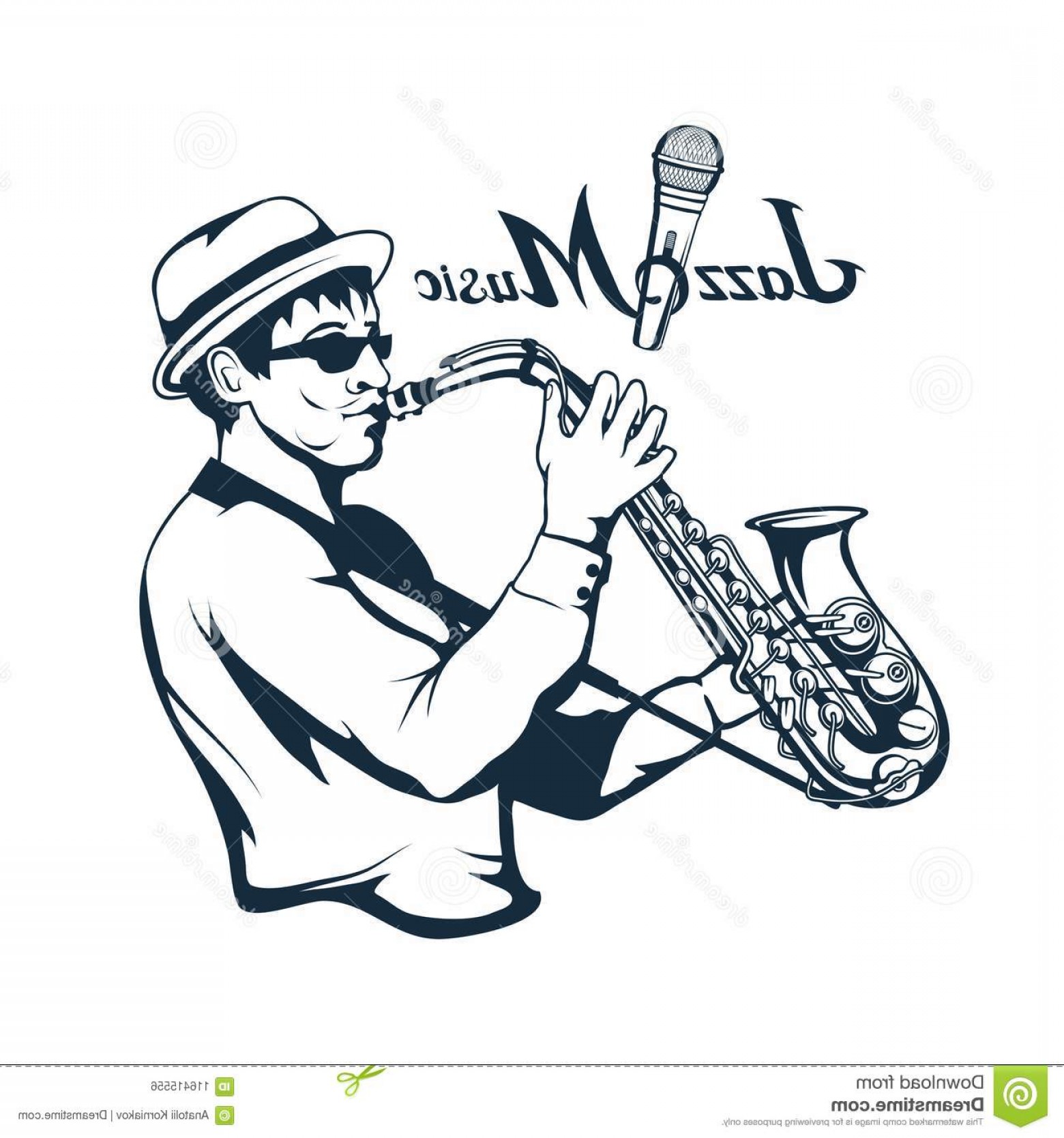 1560x1668 Jazz Player Saxophone Lettering Microphone Silhouette Musician