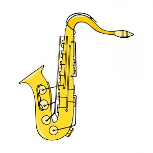 300x300 Color Hand Drawn Musical Instrument Saxophone Vector Createmepink
