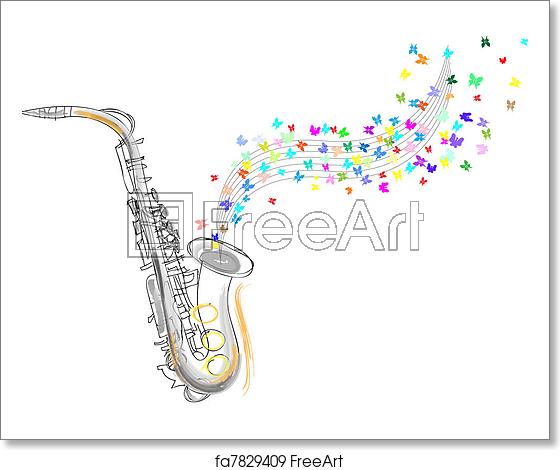 560x470 Free Art Print Of Sketch Of The Saxophone Sketch Of The Saxophone